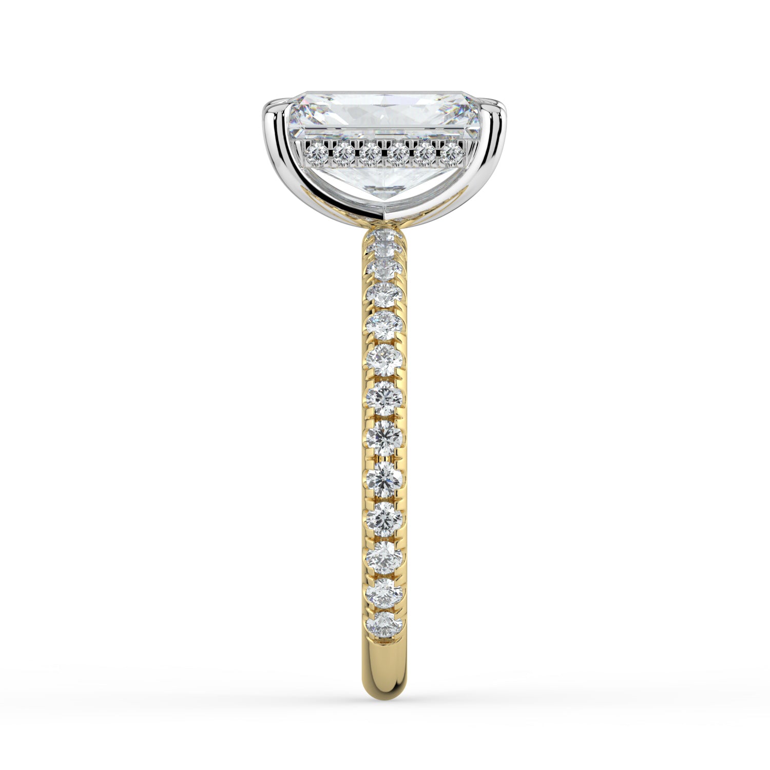 The Phoenix Ring - Radiant Solitaire with Hidden Halo & Pavé Band