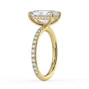 The Phoenix Ring – Radiant Solitaire with Hidden Halo & Pavé Band in 14K White Gold – The Jewel Concierge