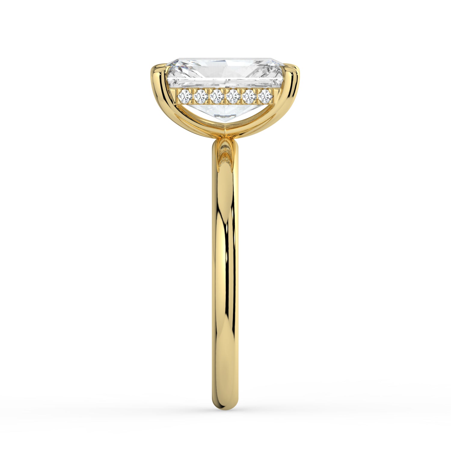 The Celeste Ring - Radiant Solitaire with Hidden Halo