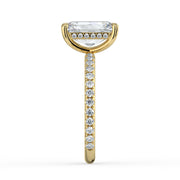 The Phoenix Ring – Radiant Solitaire with Hidden Halo & Pavé Band in 18K Yellow Gold – The Jewel Concierge