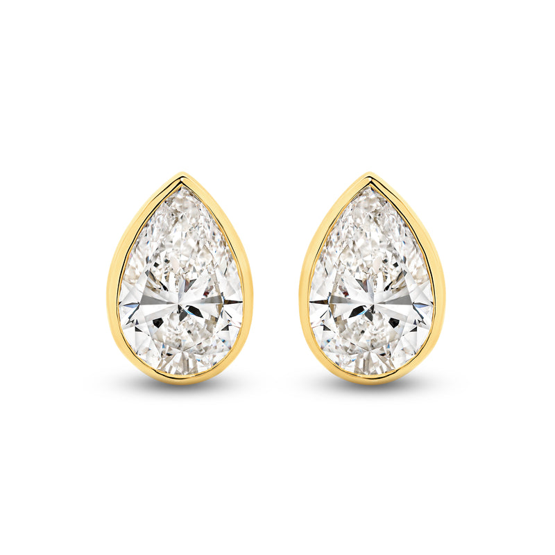 The Aurelia Earrings - Pear Bezel Studs
