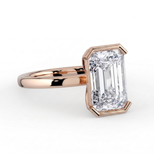 The Celine Ring – Oval Half Bezel Solitaire in 18K Rose Gold – The Jewel Concierge