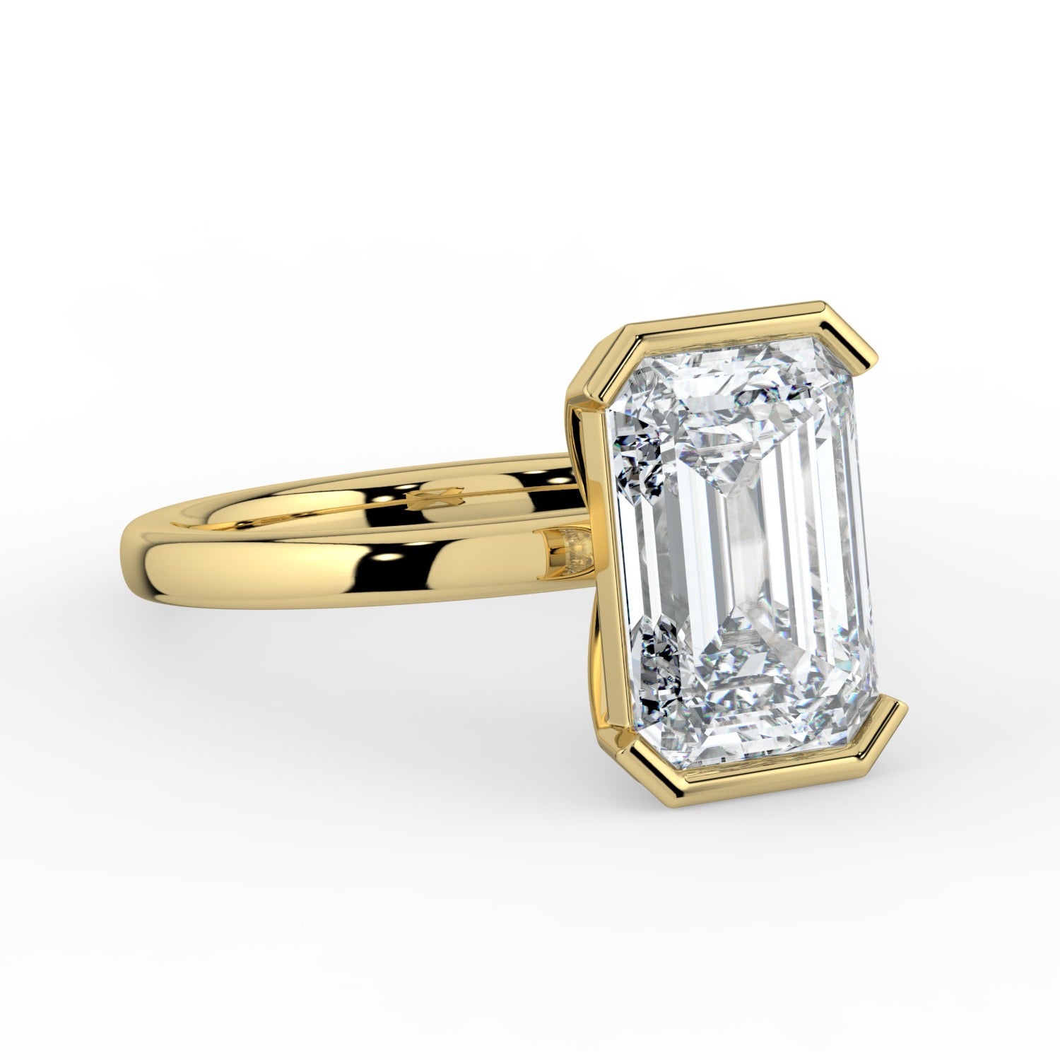 The Celine Ring – Oval Half Bezel Solitaire in 18K Yellow Gold – The Jewel Concierge