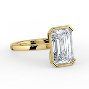 The Celine Ring – Oval Half Bezel Solitaire in 18K Yellow Gold – The Jewel Concierge