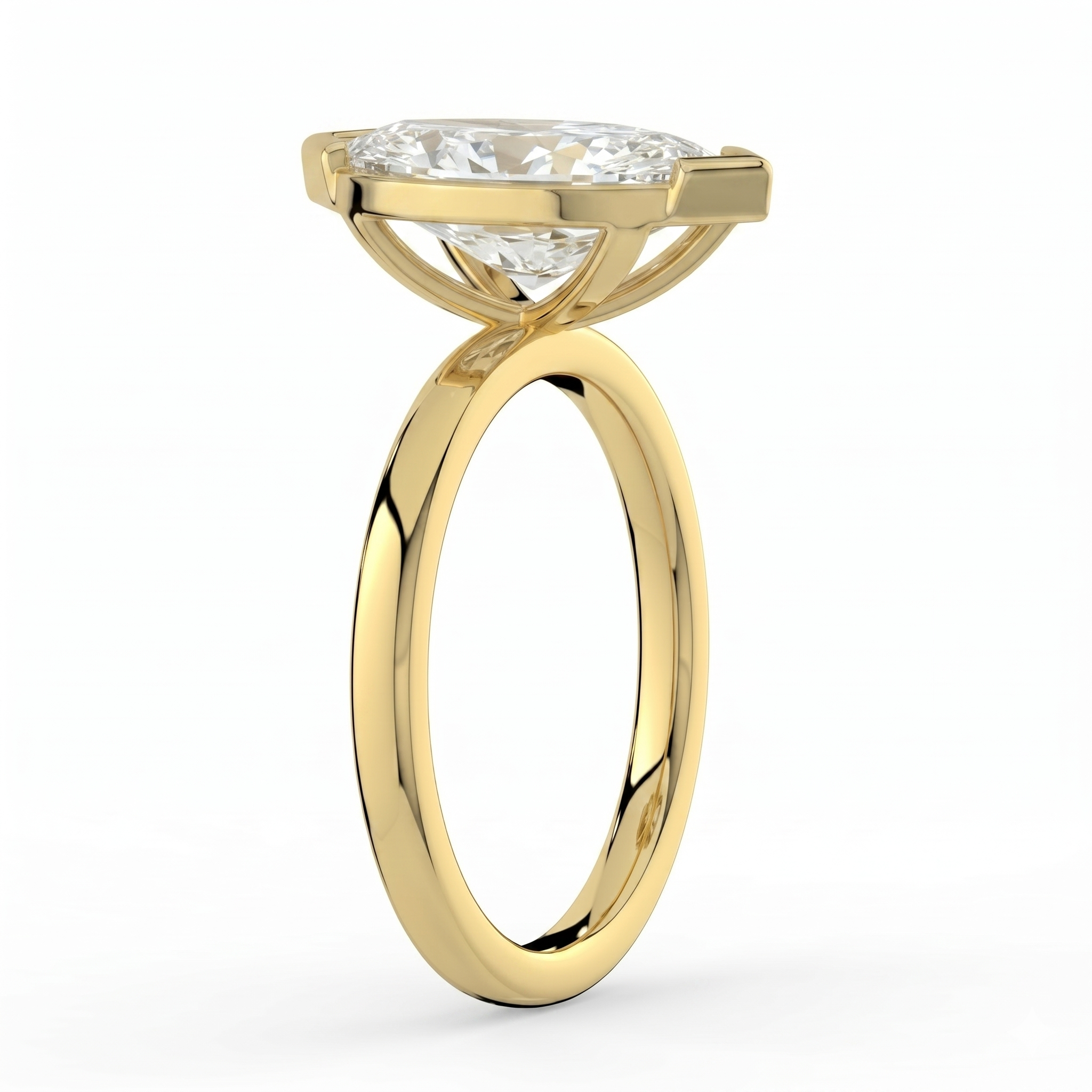 The Celine Ring – Marquise Half Bezel Solitaire in 18K Yellow Gold– The Jewel Concierge