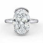 The Celine Ring – Oval Half Bezel Solitaire in 18K White Gold – The Jewel Concierge