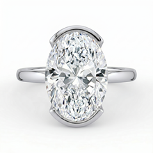 The Celine Ring – Oval Half Bezel Solitaire in 18K White Gold – The Jewel Concierge