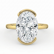 The Celine Ring – Oval Half Bezel Solitaire in 18K Yellow Gold – The Jewel Concierge