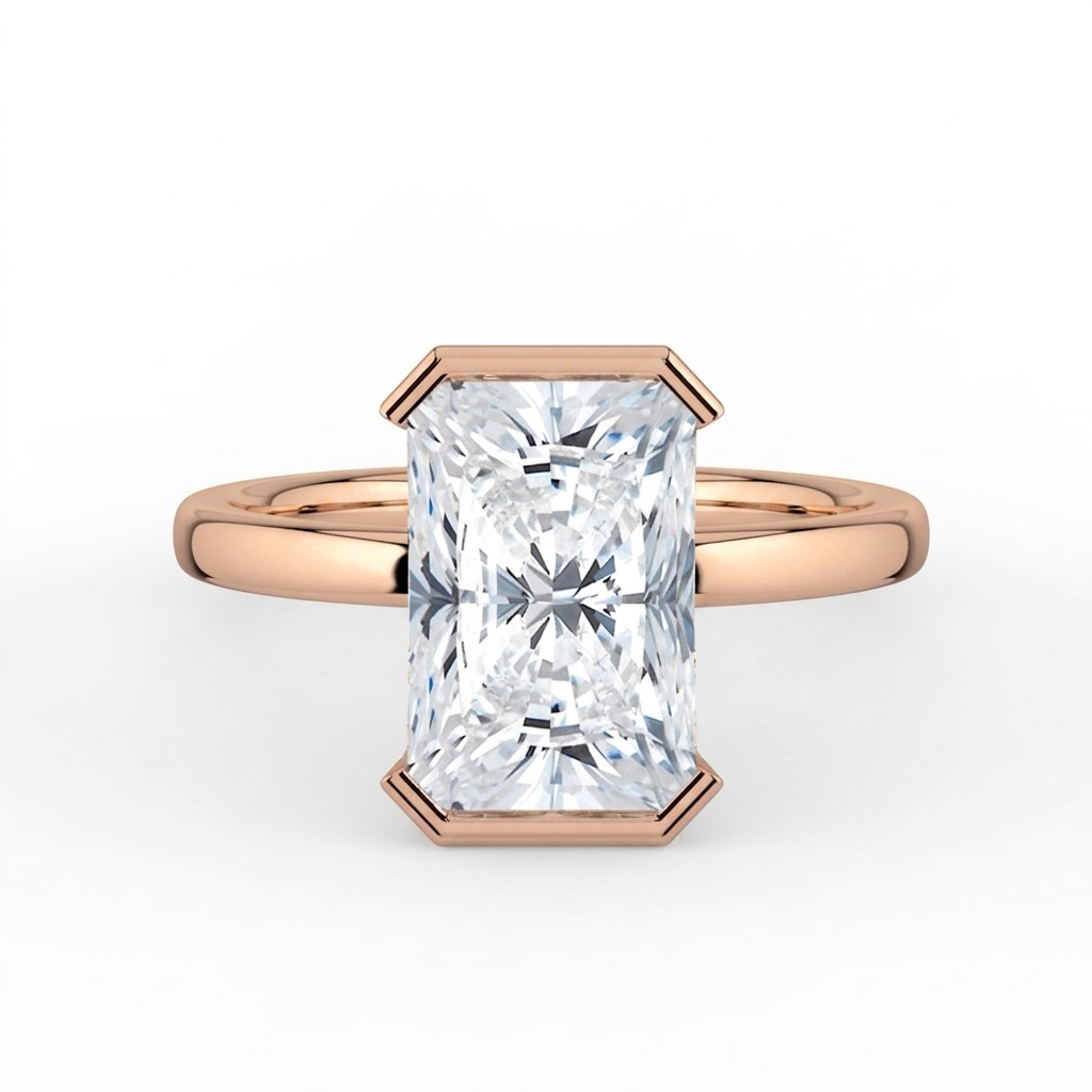The Celine Ring – Oval Half Bezel Solitaire in 18K Rose Gold – The Jewel Concierge