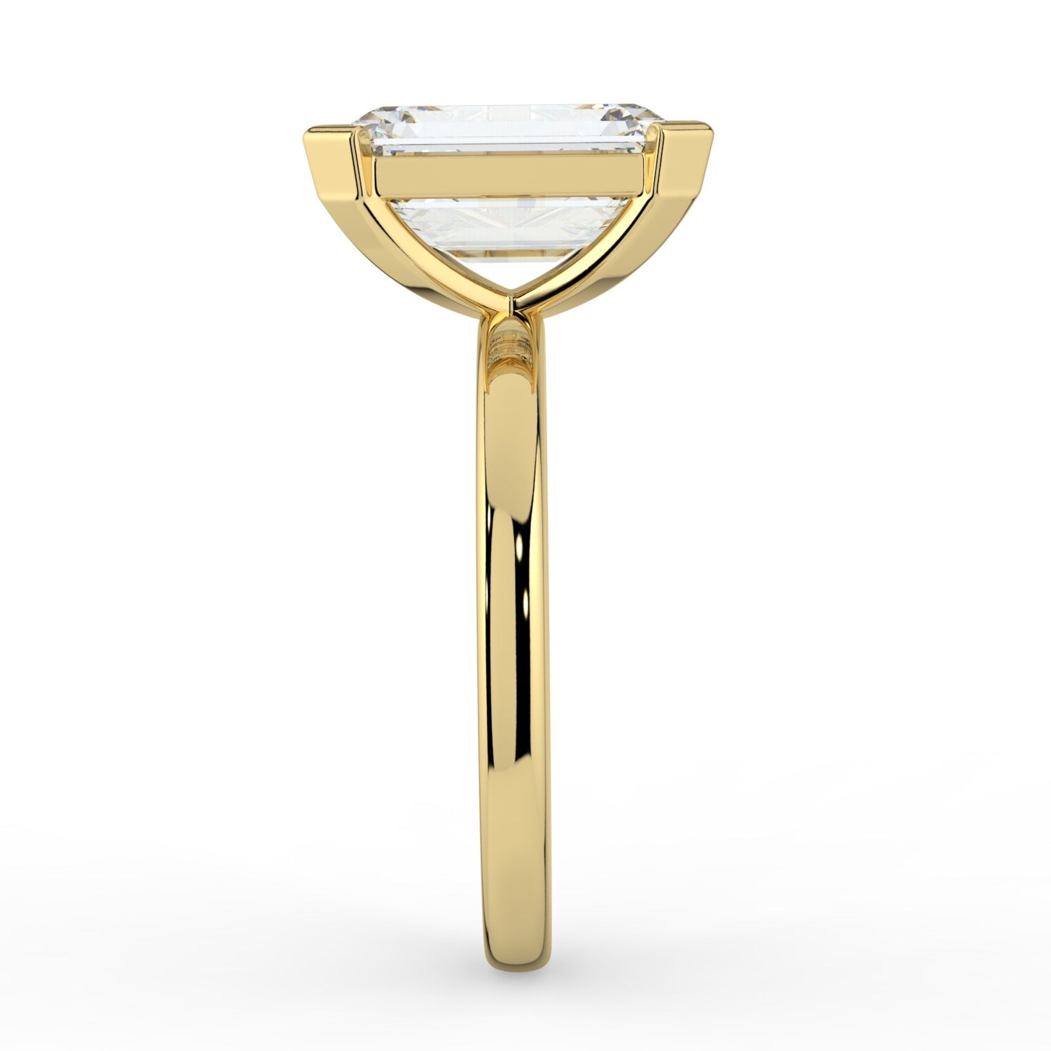 The Celine Ring – Oval Half Bezel Solitaire in 18K Yellow Gold – The Jewel Concierge