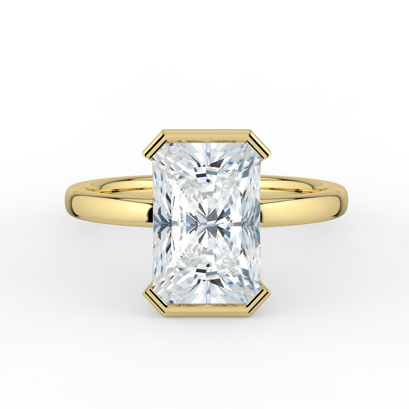 The Celine Ring – Oval Half Bezel Solitaire in 18K Yellow Gold – The Jewel Concierge