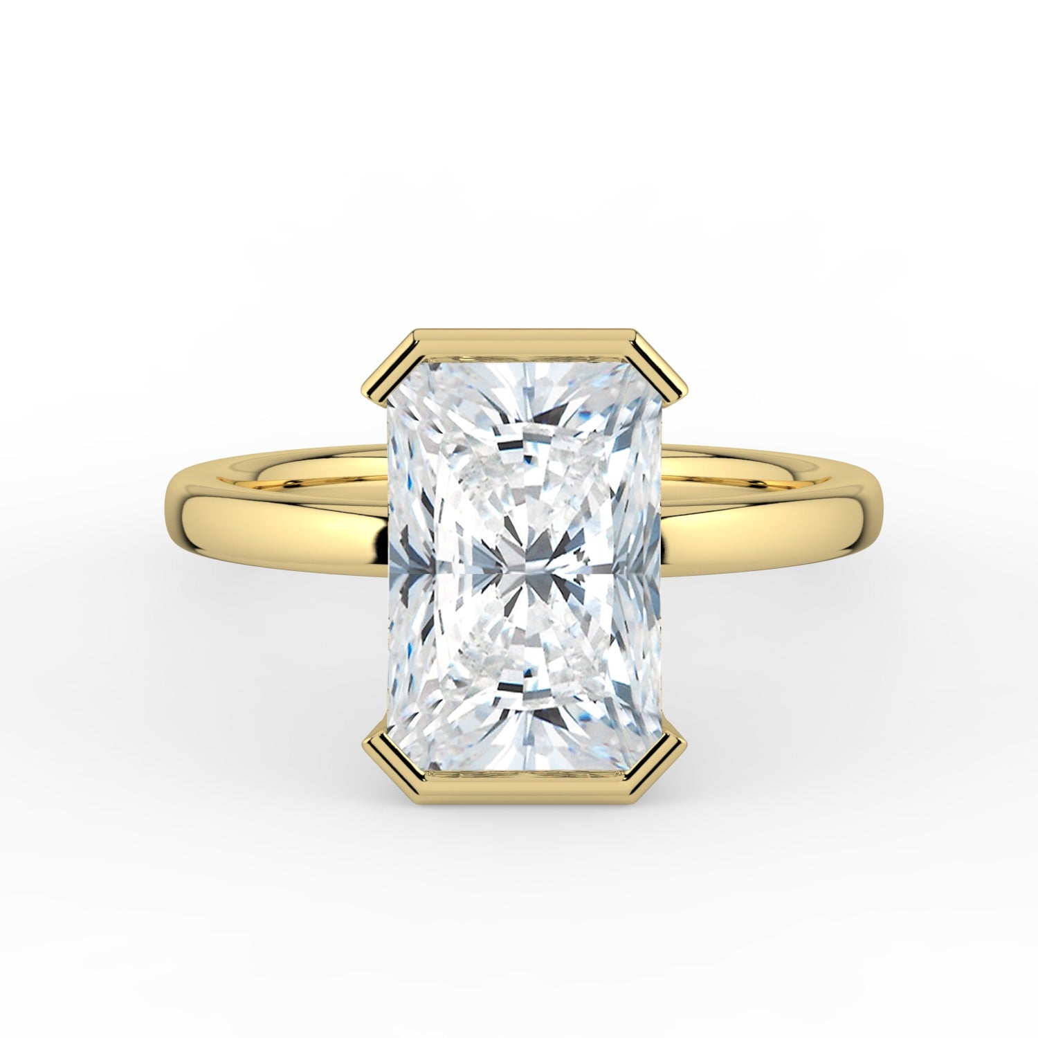 The Celine Ring – Oval Half Bezel Solitaire in 18K Yellow Gold – The Jewel Concierge