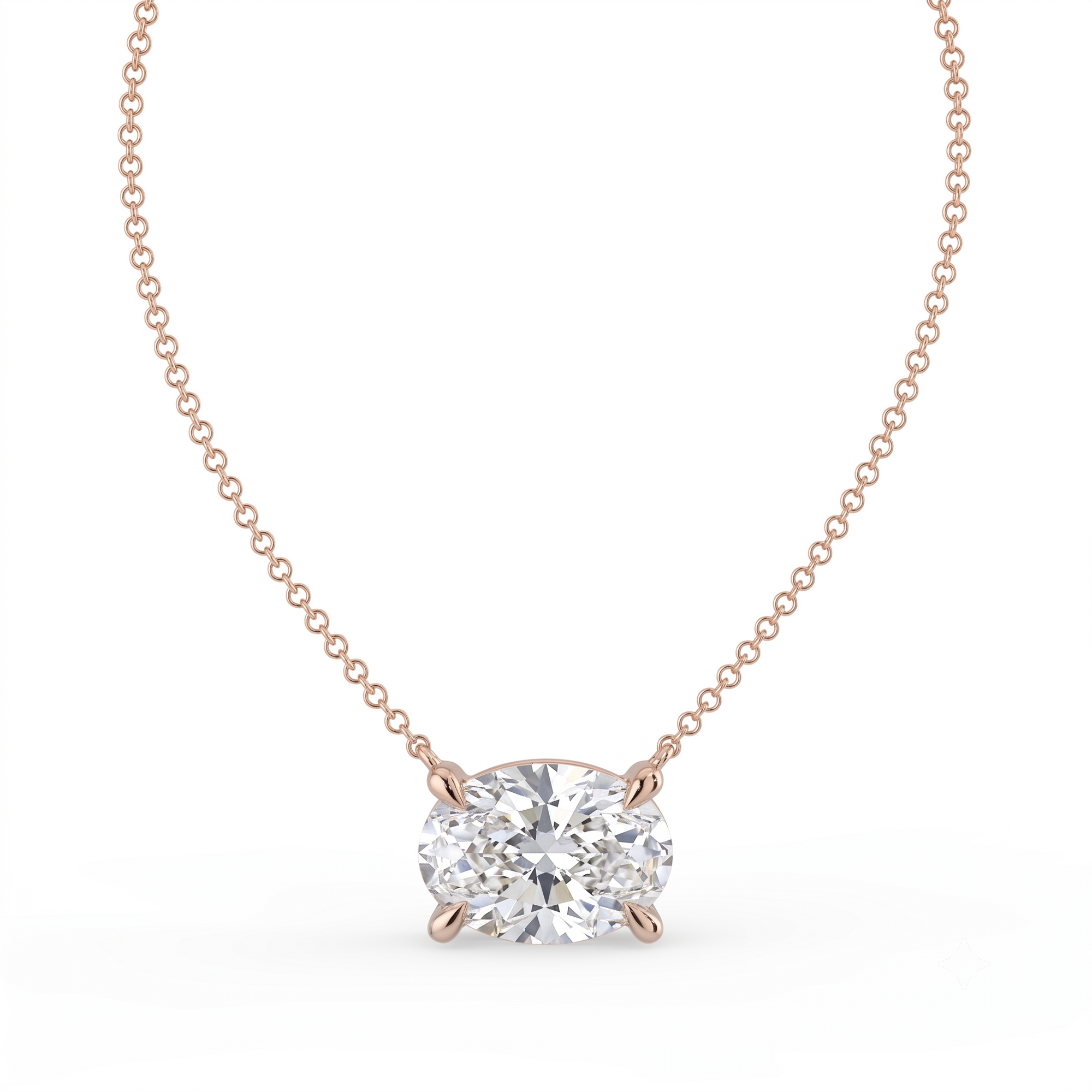 The Lirien Necklace — East-West Oval Lab-Grown Diamond Pendant | The Jewel Concierge