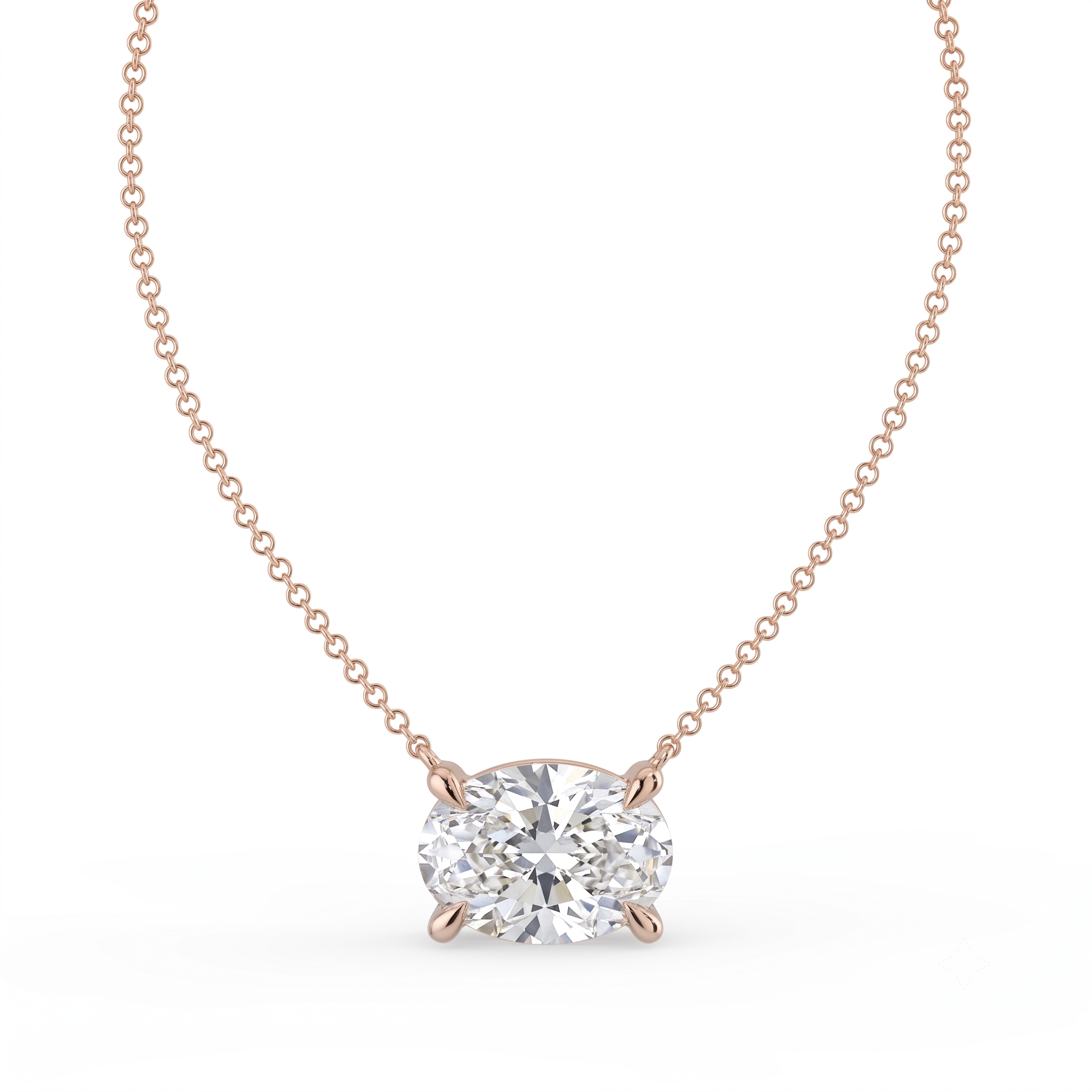 The Lirien Necklace — East-West Oval Lab-Grown Diamond Pendant | The Jewel Concierge