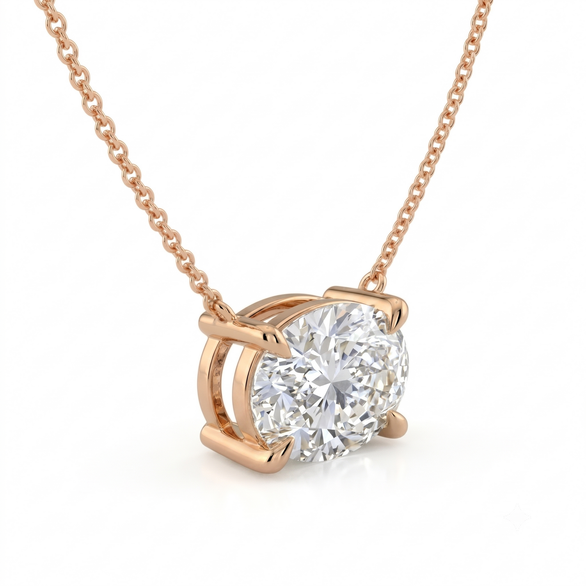 The Lirien Necklace — East-West Oval Lab-Grown Diamond Pendant | The Jewel Concierge