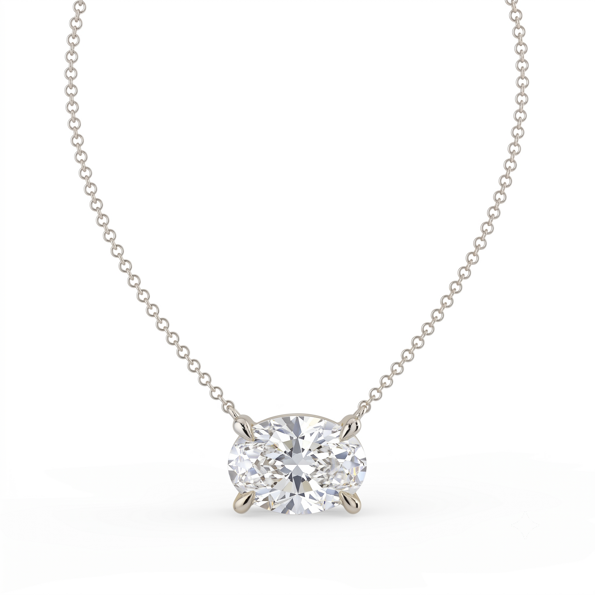 The Lirien Necklace — East-West Oval Lab-Grown Diamond Pendant | The Jewel Concierge