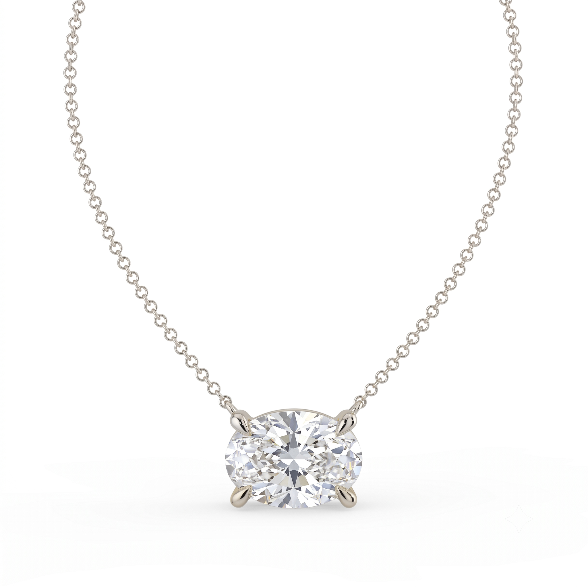 The Lirien Necklace — East-West Oval Lab-Grown Diamond Pendant | The Jewel Concierge