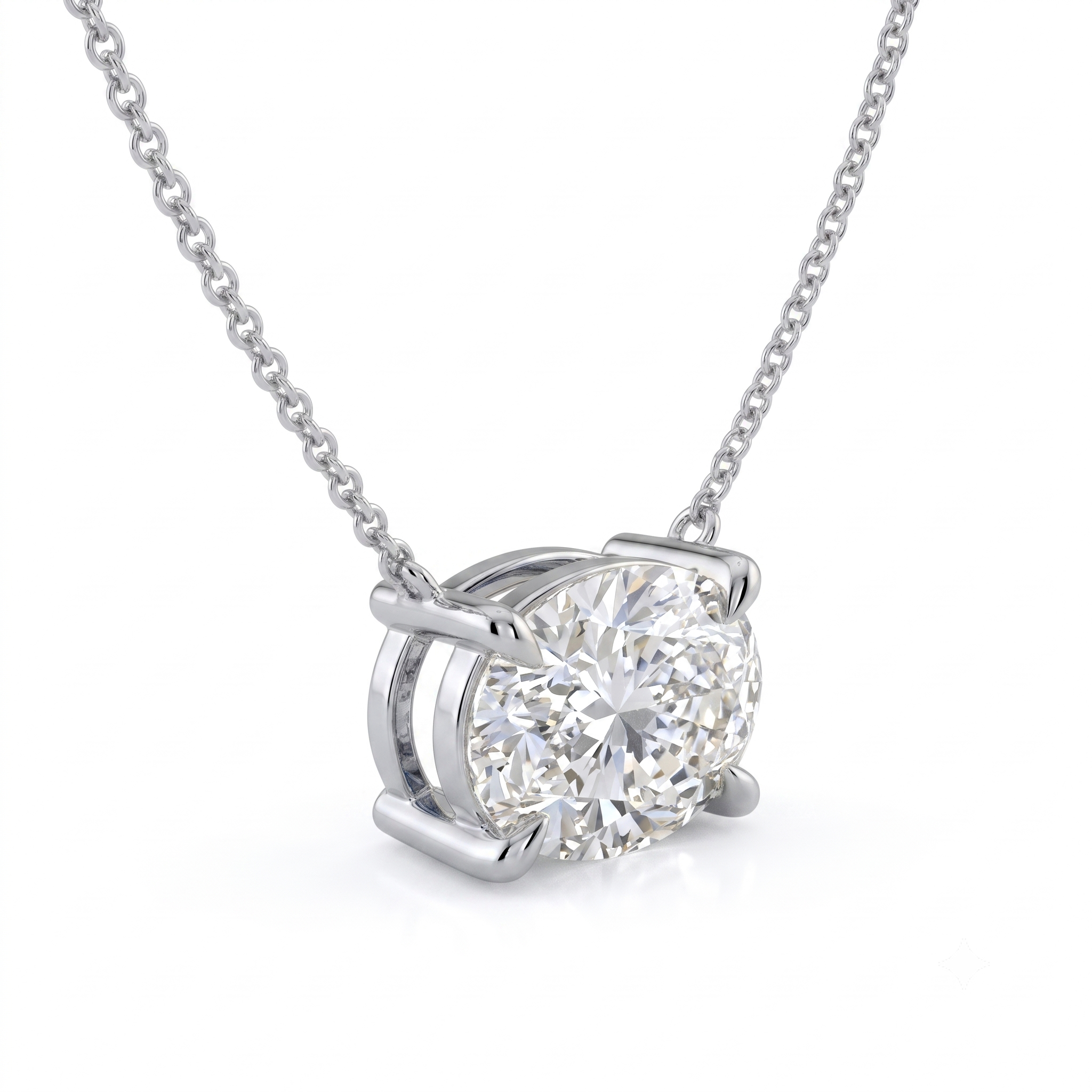 The Lirien Necklace — East-West Oval Lab-Grown Diamond Pendant | The Jewel Concierge