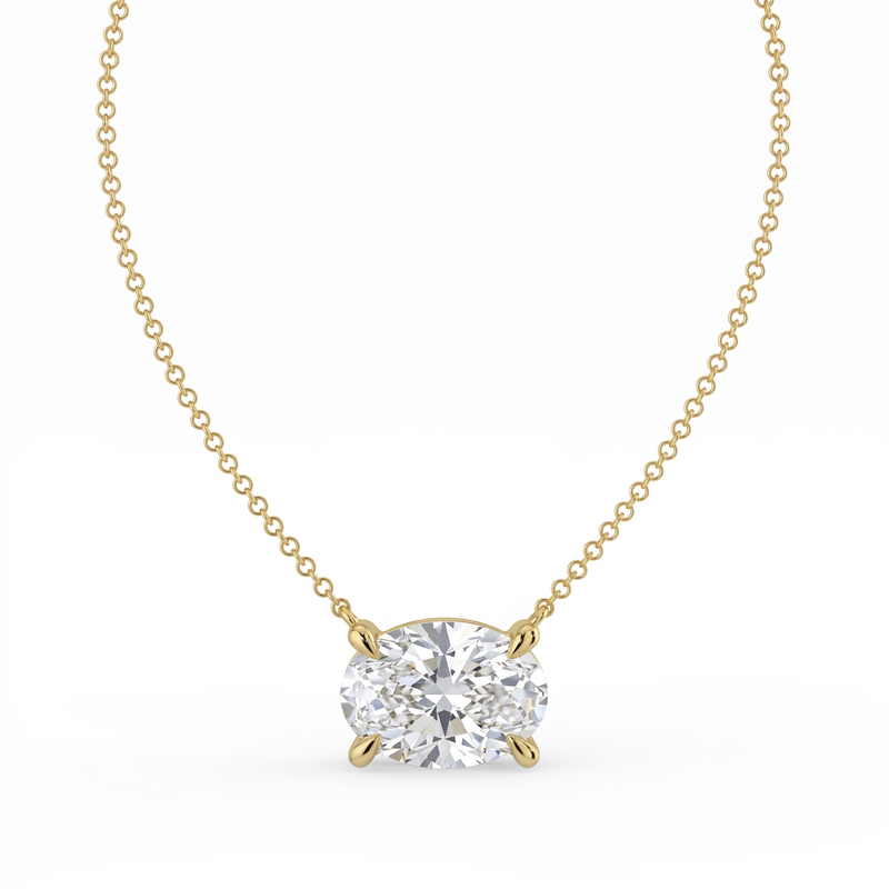 The Lirien Necklace — East-West Oval Lab-Grown Diamond Pendant | The Jewel Concierge
