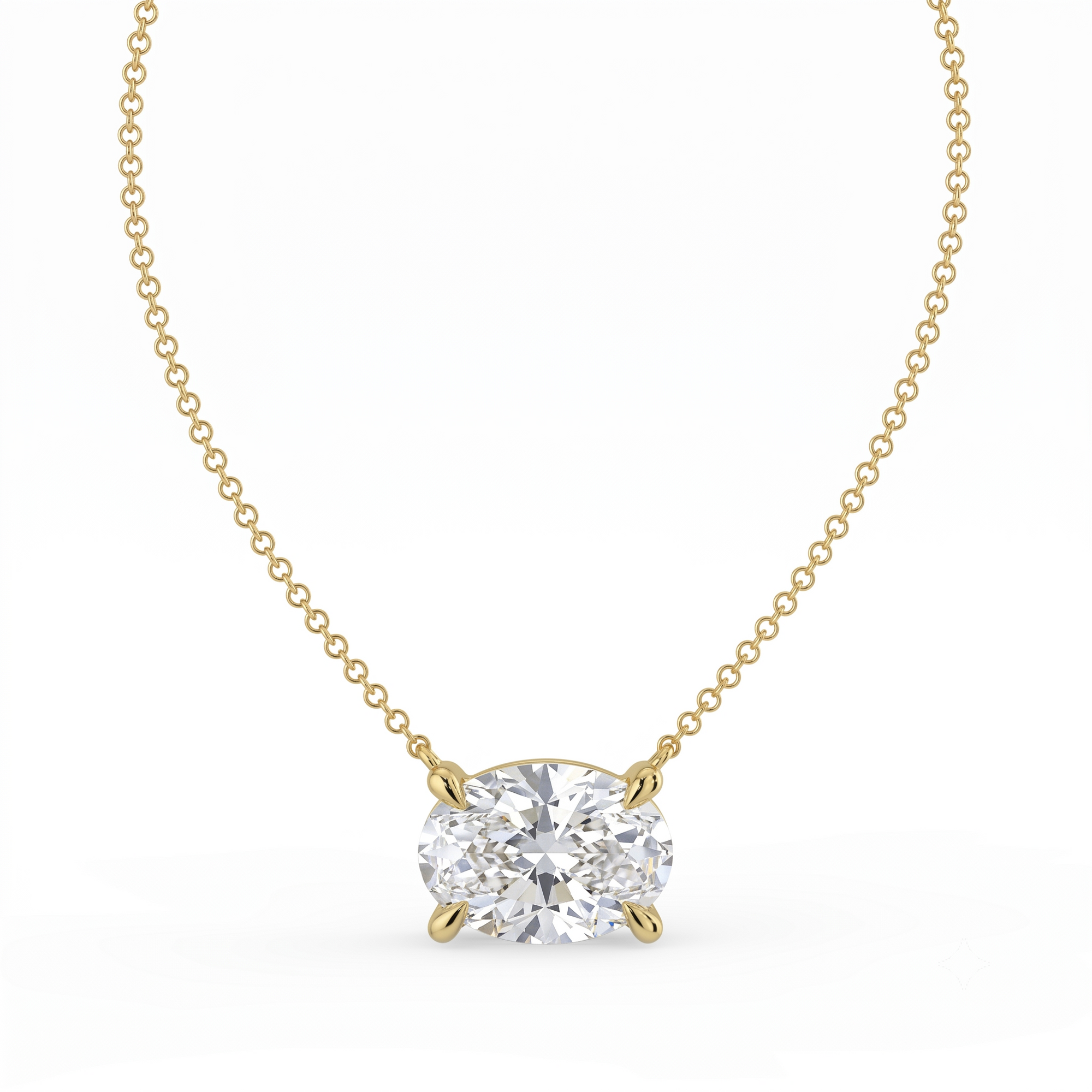 The Lirien Necklace — East-West Oval Lab-Grown Diamond Pendant | The Jewel Concierge