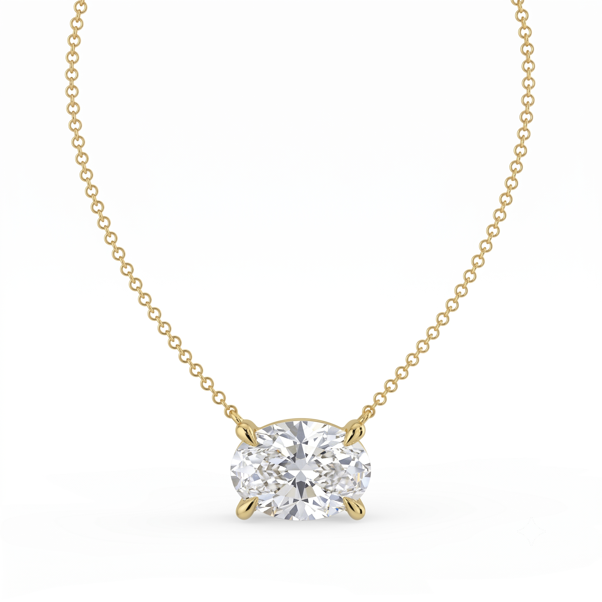 The Lirien Necklace — East-West Oval Lab-Grown Diamond Pendant | The Jewel Concierge