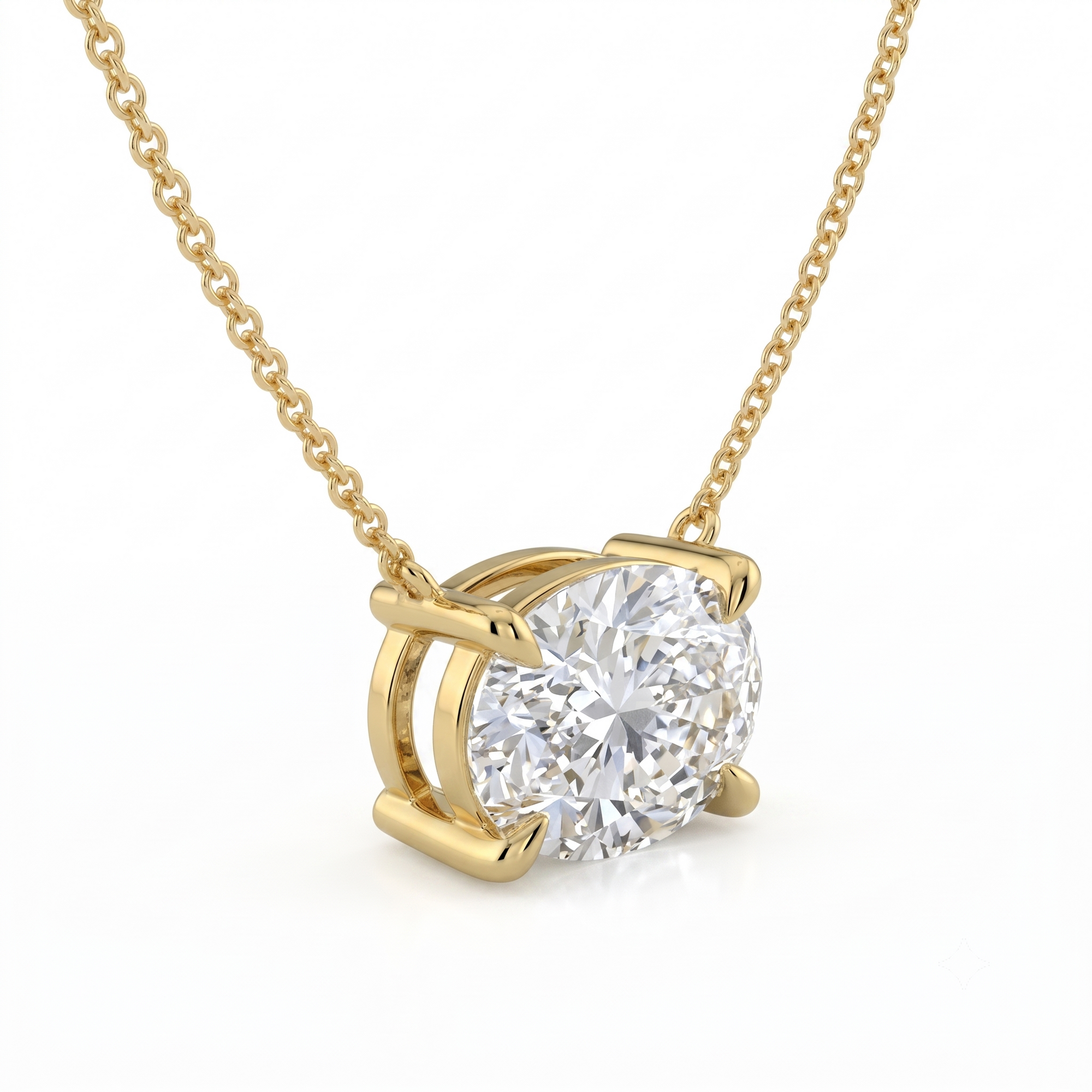 The Lirien Necklace — East-West Oval Lab-Grown Diamond Pendant | The Jewel Concierge
