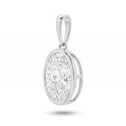 The Odette Oval Bezel Pendant - oval-cut lab-grown diamond pendant in a bezel setting shown against a plain white background - The Jewel Concierge