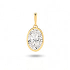 The Odette Oval Bezel Pendant - oval-cut lab-grown diamond pendant in a bezel setting shown against a plain white background - The Jewel Concierge
