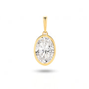 The Odette Oval Bezel Pendant - oval-cut lab-grown diamond pendant in a bezel setting shown against a plain white background - The Jewel Concierge
