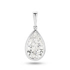The Odette Pear Bezel Pendant - pear-cut lab-grown diamond pendant in a bezel setting shown against a plain white background - The Jewel Concierge