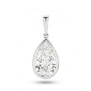 The Odette Pear Bezel Pendant - pear-cut lab-grown diamond pendant in a bezel setting shown against a plain white background - The Jewel Concierge
