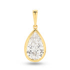 The Odette Pear Bezel Pendant - Round-cut lab-grown diamond pendant in a bezel setting shown against a plain white background - The Jewel Concierge