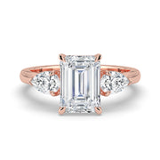 The Vivienne Ring — Emerald and Pear Trilogy Lab-Grown Diamond Engagement Ring in Rose Gold | The Jewel Concierge