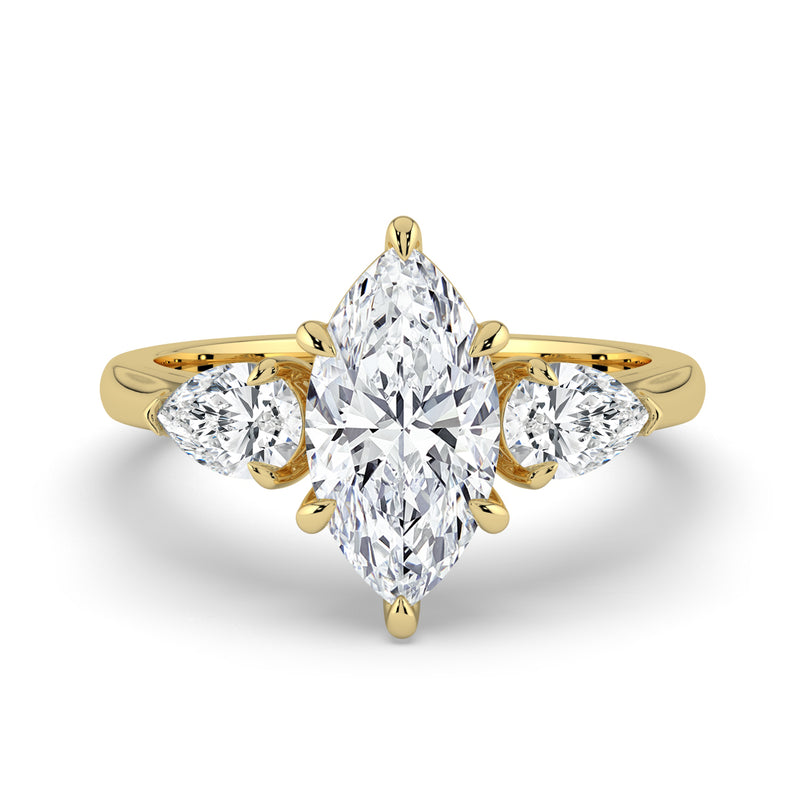 The Vivienne Ring – Marquise and Pear Trilogy in 14K Yellow Gold – The Jewel Concierge