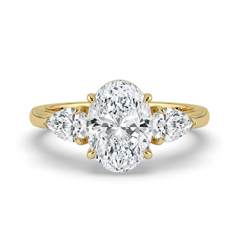 The Vivienne Ring – Oval and Pear Trilogy in 14K Yellow Gold – The Jewel Concierge