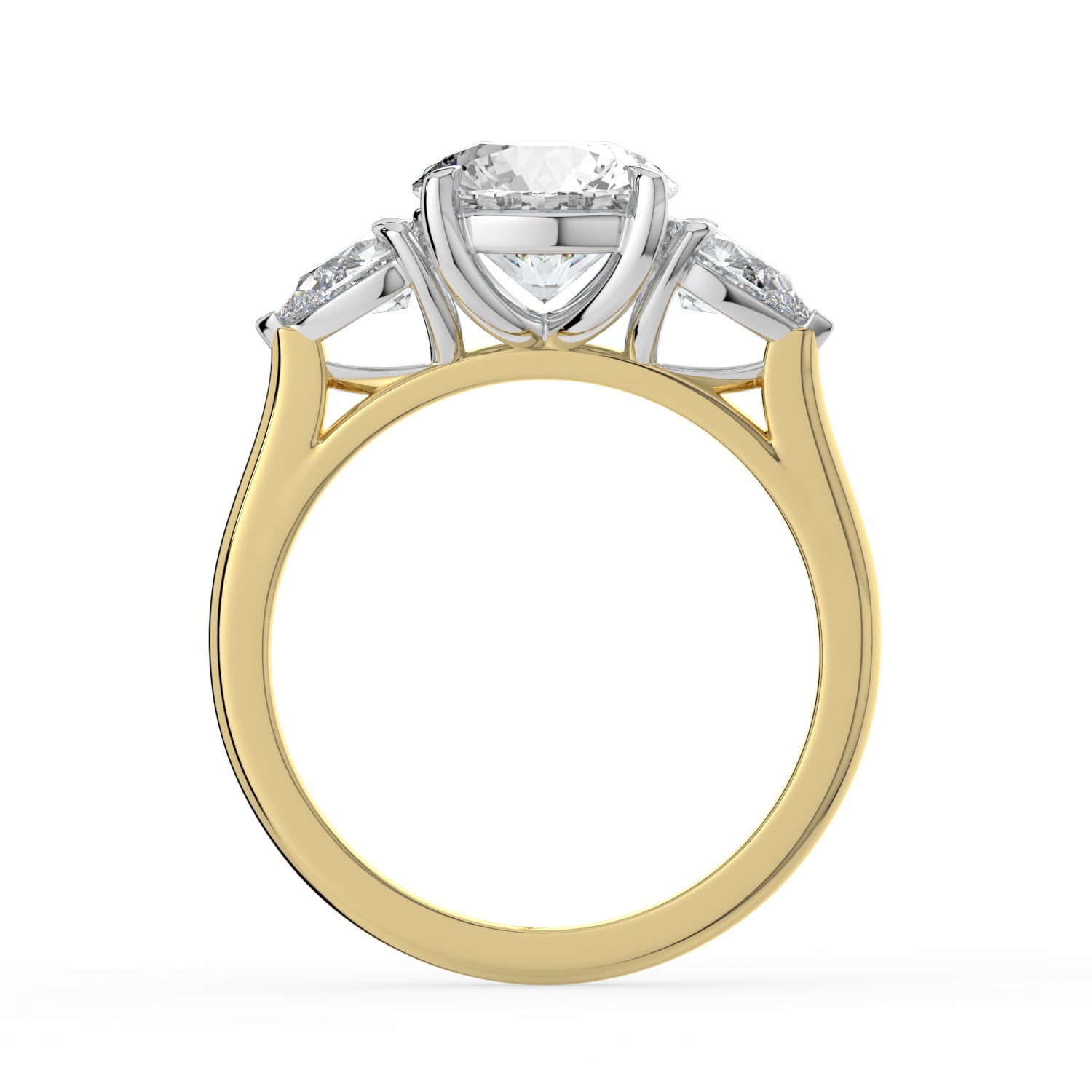 The Vivienne Ring — Round and Pear Trilogy Lab-Grown Diamond Engagement Ring in Two-Tone Yellow and White Gold | The Jewel Concierge