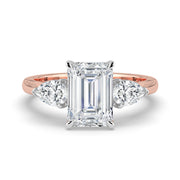 The Vivienne Ring — Emerald and Pear Trilogy Lab-Grown Diamond Engagement Ring in Two-Tone Rose and White Gold | The Jewel Concierge