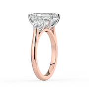 The Vivienne Ring — Emerald and Pear Trilogy Lab-Grown Diamond Engagement Ring in Two-Tone Rose and White Gold | The Jewel Concierge