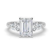 The Vivienne Ring — Emerald and Pear Trilogy Lab-Grown Diamond Engagement Ring in White Gold | The Jewel Concierge