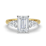 The Vivienne Ring — Emerald and Pear Trilogy Lab-Grown Diamond Engagement Ring in Two-Tone Yellow and White Gold | The Jewel Concierge