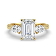 The Vivienne Ring — Emerald and Pear Trilogy Lab-Grown Diamond Engagement Ring in Yellow Gold | The Jewel Concierge
