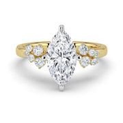 The Lumina Ring — Marquise with Round Brilliant Accents Lab-Grown Diamond Engagement Ring in Two-Tone Yellow and White Gold | The Jewel Concierge