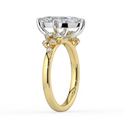 The Lumina Ring — Marquise with Round Brilliant Accents Lab-Grown Diamond Engagement Ring in Two-Tone Yellow and White Gold | The Jewel Concierge
