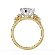 The Lumina Ring — Marquise with Round Brilliant Accents Lab-Grown Diamond Engagement Ring in Two-Tone Yellow and White Gold | The Jewel Concierge