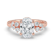 The Lumina Ring — Oval with Round Brilliant Accents Lab-Grown Diamond Engagement Ring in Rose Gold | The Jewel Concierge