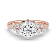 The Lumina Ring — Round with Round Brilliant Accents Lab-Grown Diamond Engagement Ring in Two-Tone Rose and White Gold | The Jewel Concierge