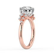 The Lumina Ring — Round with Round Brilliant Accents Lab-Grown Diamond Engagement Ring in Two-Tone Rose and White Gold | The Jewel Concierge