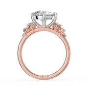 The Lumina Ring — Round with Round Brilliant Accents Lab-Grown Diamond Engagement Ring in Two-Tone Rose and White Gold | The Jewel Concierge
