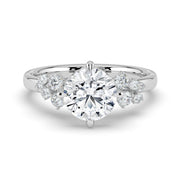 The Lumina Ring — Round with Round Brilliant Accents Lab-Grown Diamond Engagement Ring in White Gold | The Jewel Concierge