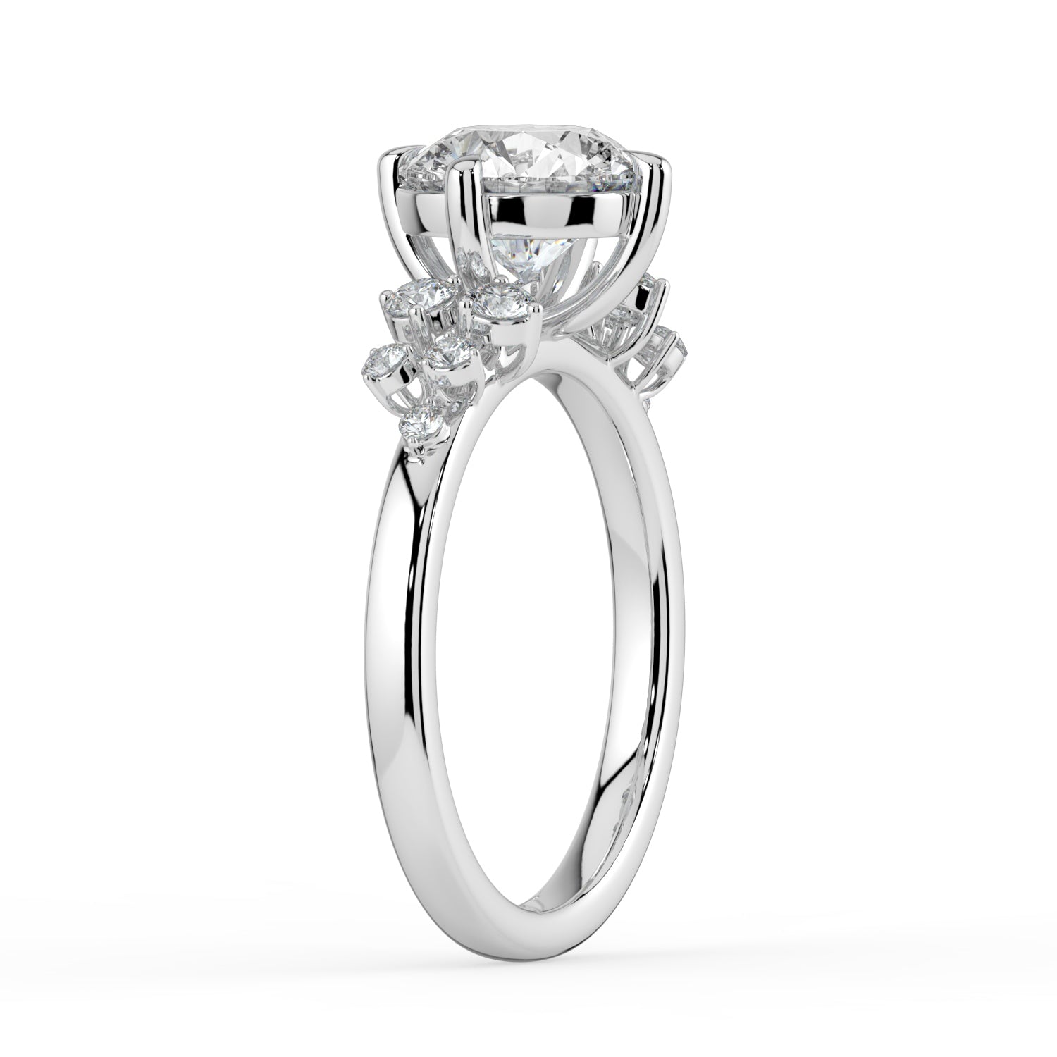 The Aurora Ring  - Round with Round Brilliant Accents